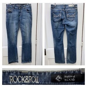 Rock & Roll Cowgirl‎ Boyfriend thick stitch denim jeans women's 31 x 36